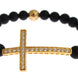 Nialaya Matte Onyx Stone Gold CZ Cross 925 Silver Bracelet