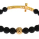 Nialaya Matte Onyx Stone Gold CZ Cross 925 Silver Bracelet