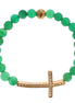 Nialaya Jade Stone Gold CZ Cross 925 Silver Bracelet