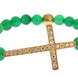 Nialaya Jade Stone Gold CZ Cross 925 Silver Bracelet