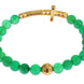 Nialaya Jade Stone Gold CZ Cross 925 Silver Bracelet