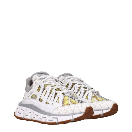 Versace White Leather Athletic Sneakers