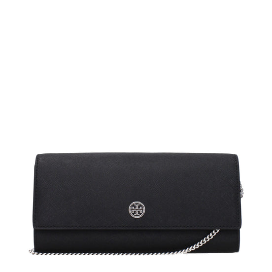 Τσάντα Tory Burch μαύρη clutch από δέρμα
