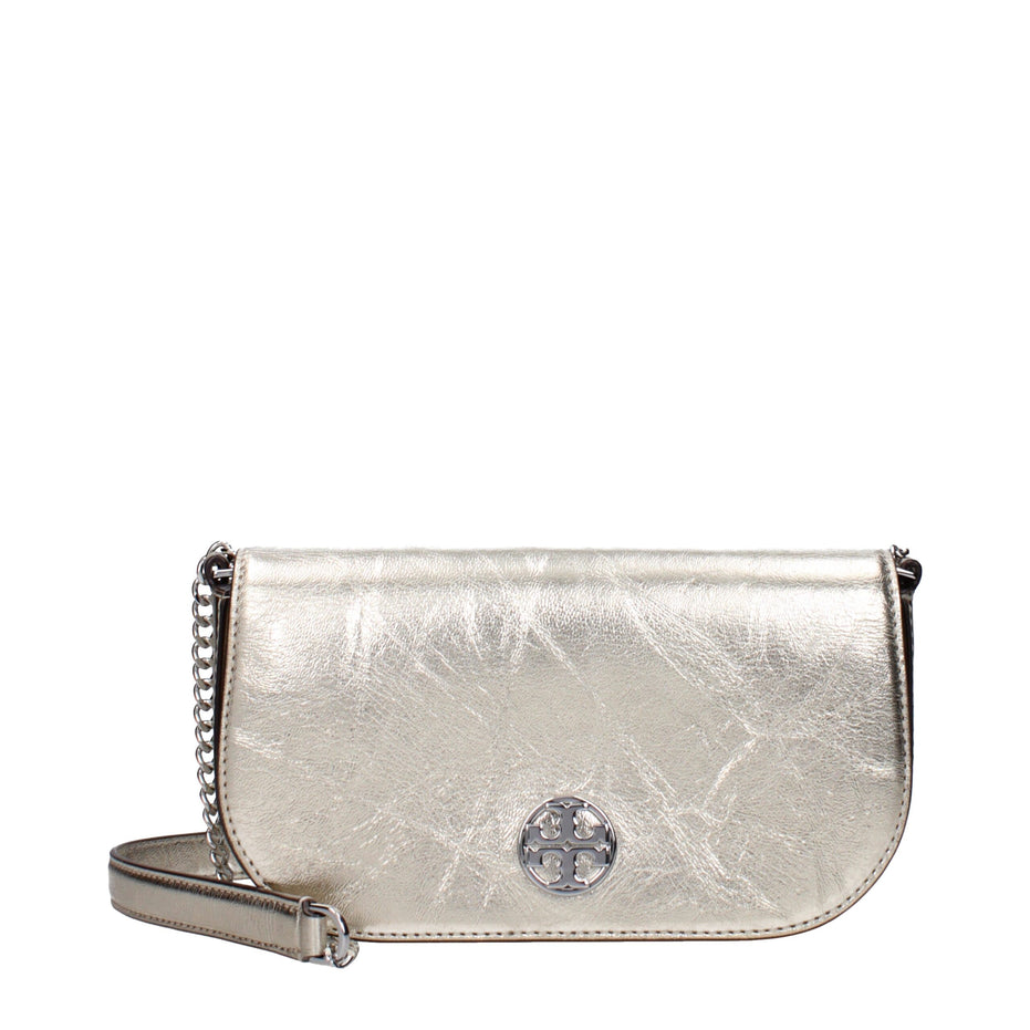 Δερμάτινη τσάντα χιαστί Tory Burch Gold
