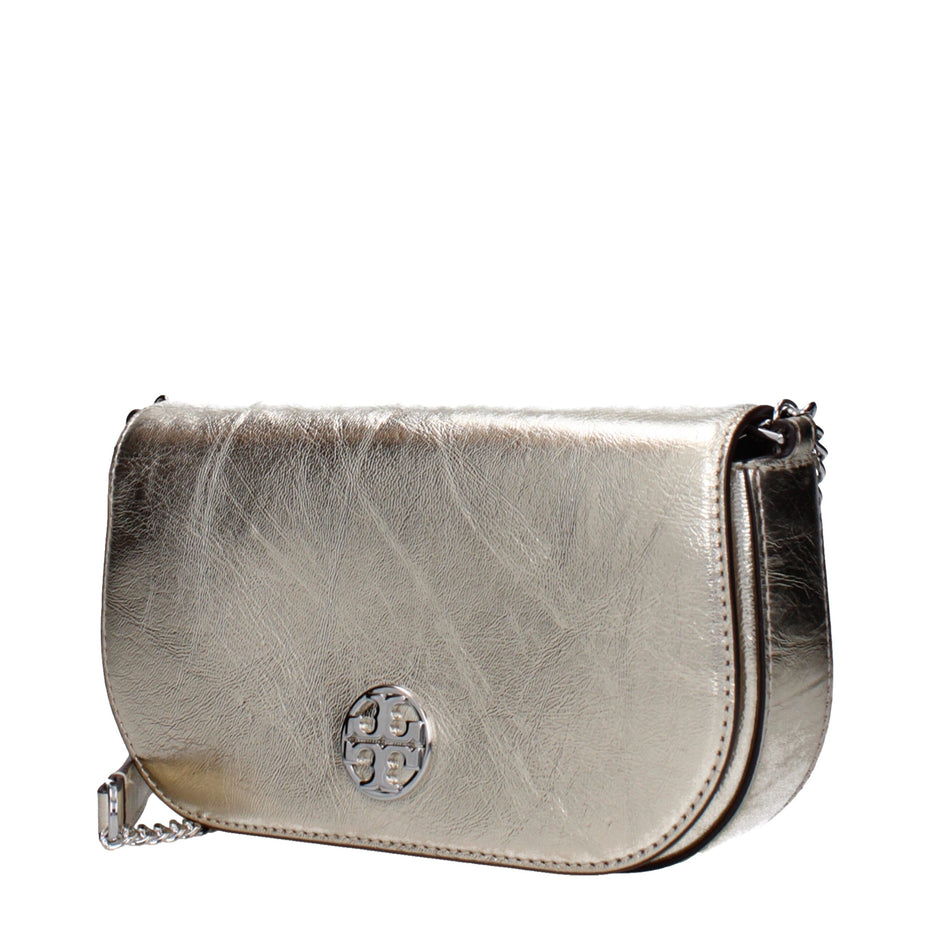 Δερμάτινη τσάντα χιαστί Tory Burch Gold