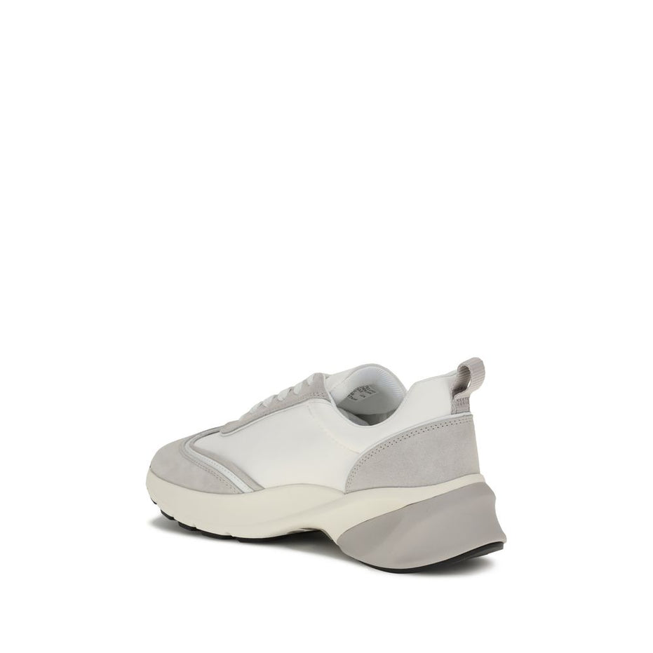 Tory Burch White Calf Leather Bos Taurus Athletic Sneakers