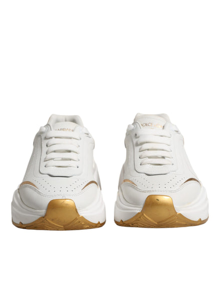Dolce & Gabbana Λευκά Χρυσά Παπούτσια Daymaster Low Top Sneakers