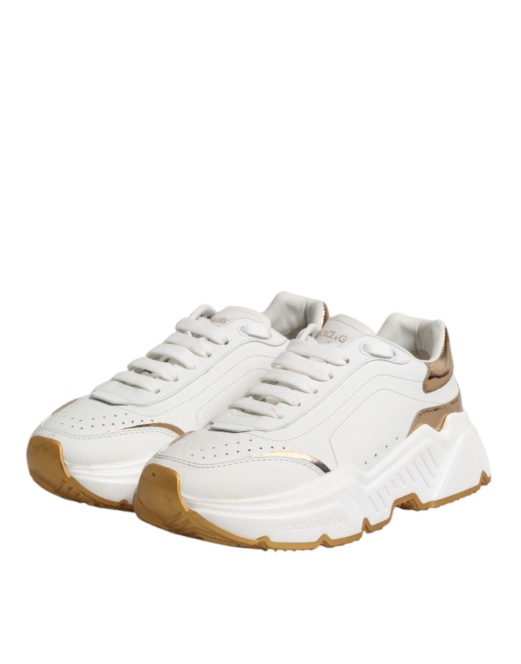 Dolce & Gabbana White Gold Daymaster Low Top Sneakers Shoes