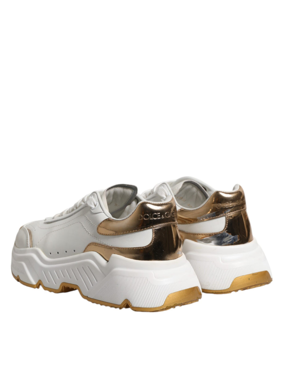 Dolce & Gabbana White Gold Daymaster Low Top Sneakers Shoes