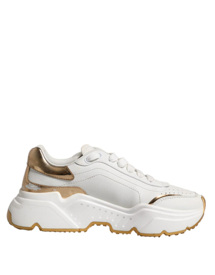 Dolce & Gabbana Λευκά Χρυσά Παπούτσια Daymaster Low Top Sneakers