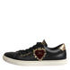 Dolce & Gabbana Μαύρα Δερμάτινα Αθλητικά Παπούτσια Sneakers Ιερή Καρδιά