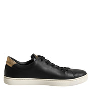 Dolce & Gabbana Black Leather Sacred Heart Sneakers Shoes