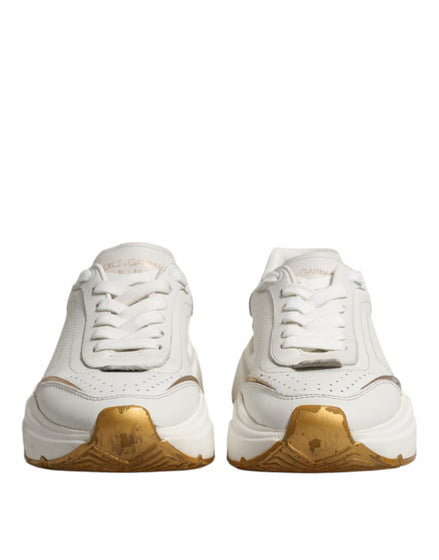 Dolce & Gabbana Λευκά Χρυσά Παπούτσια Daymaster Low Top Sneakers