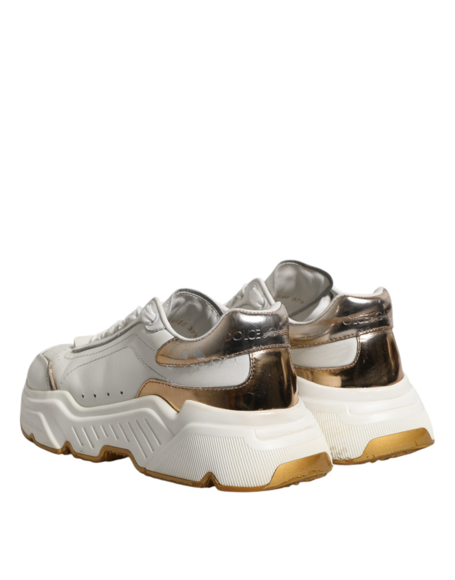 Dolce & Gabbana White Gold Daymaster Low Top Sneakers Shoes