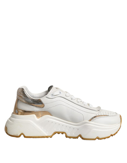 Dolce & Gabbana Λευκά Χρυσά Παπούτσια Daymaster Low Top Sneakers