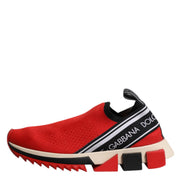 Dolce & Gabbana Red Sorrento Slip On Low Top Sneakers Shoes