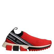 Dolce & Gabbana Red Sorrento Slip On Low Top Sneakers Shoes