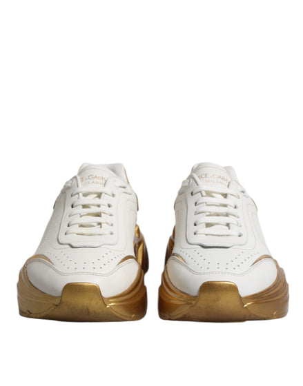 Dolce & Gabbana Λευκά Χρυσά Παπούτσια Daymaster Low Top Sneakers