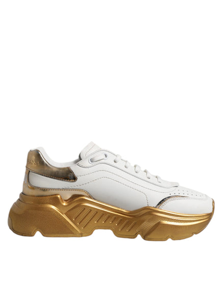 Dolce & Gabbana Λευκά Χρυσά Παπούτσια Daymaster Low Top Sneakers
