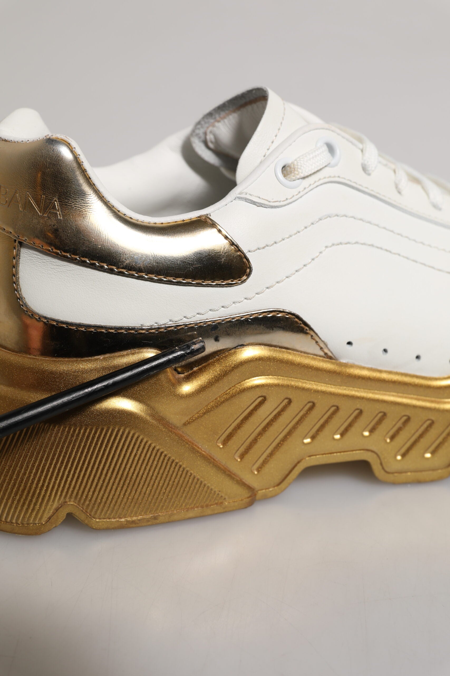Dolce & Gabbana White Gold Daymaster Low Top Sneakers Shoes