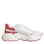 Dolce & Gabbana White Pink Daymaster Low Top Sneakers Shoes