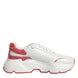 Dolce & Gabbana White Pink Daymaster Low Top Sneakers Shoes