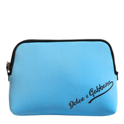Dolce & Gabbana Blue Nylon DG Logo Print Clutch Zip Pouch Bag