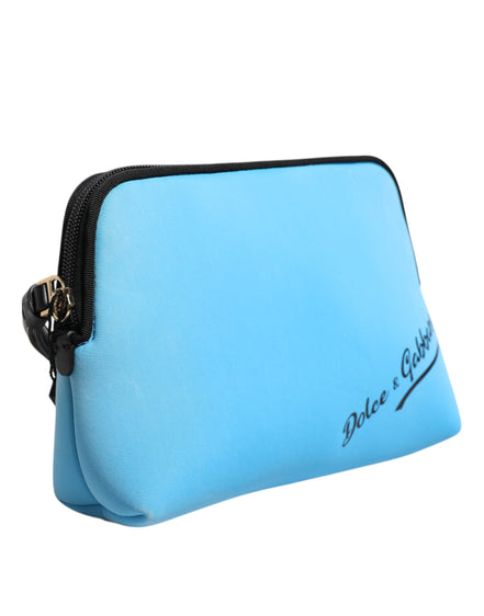 Dolce & Gabbana Blue Nylon DG Logo Print Clutch Zip Pouch Bag