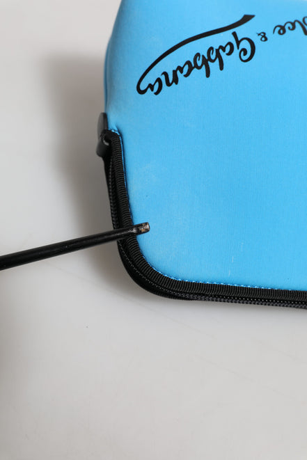 Dolce & Gabbana Blue Nylon DG Logo Print Clutch Zip Pouch Bag