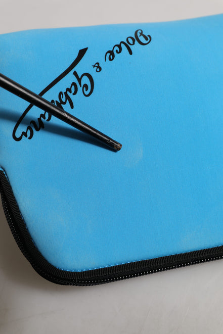 Dolce & Gabbana Blue Nylon DG Logo Print Clutch Zip Pouch Bag