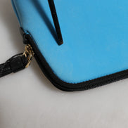 Dolce & Gabbana Blue Nylon DG Logo Print Clutch Zip Pouch Bag