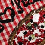 Dolce & Gabbana Red I Love Pizza Rhinestone Embellished Tote Bag