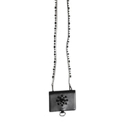 Dolce & Gabbana Black Leather Crystal Embellished Card Holder Wallet