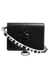 Dolce & Gabbana Black Leather Crystal Embellished Card Holder Wallet