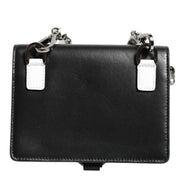 Dolce & Gabbana Black Leather Crystal Embellished Card Holder Wallet
