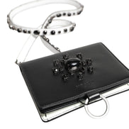 Dolce & Gabbana Black Leather Crystal Embellished Card Holder Wallet