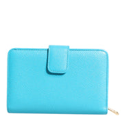 Dolce & Gabbana Light Blue Leather Bifold Continental Clutch Wallet