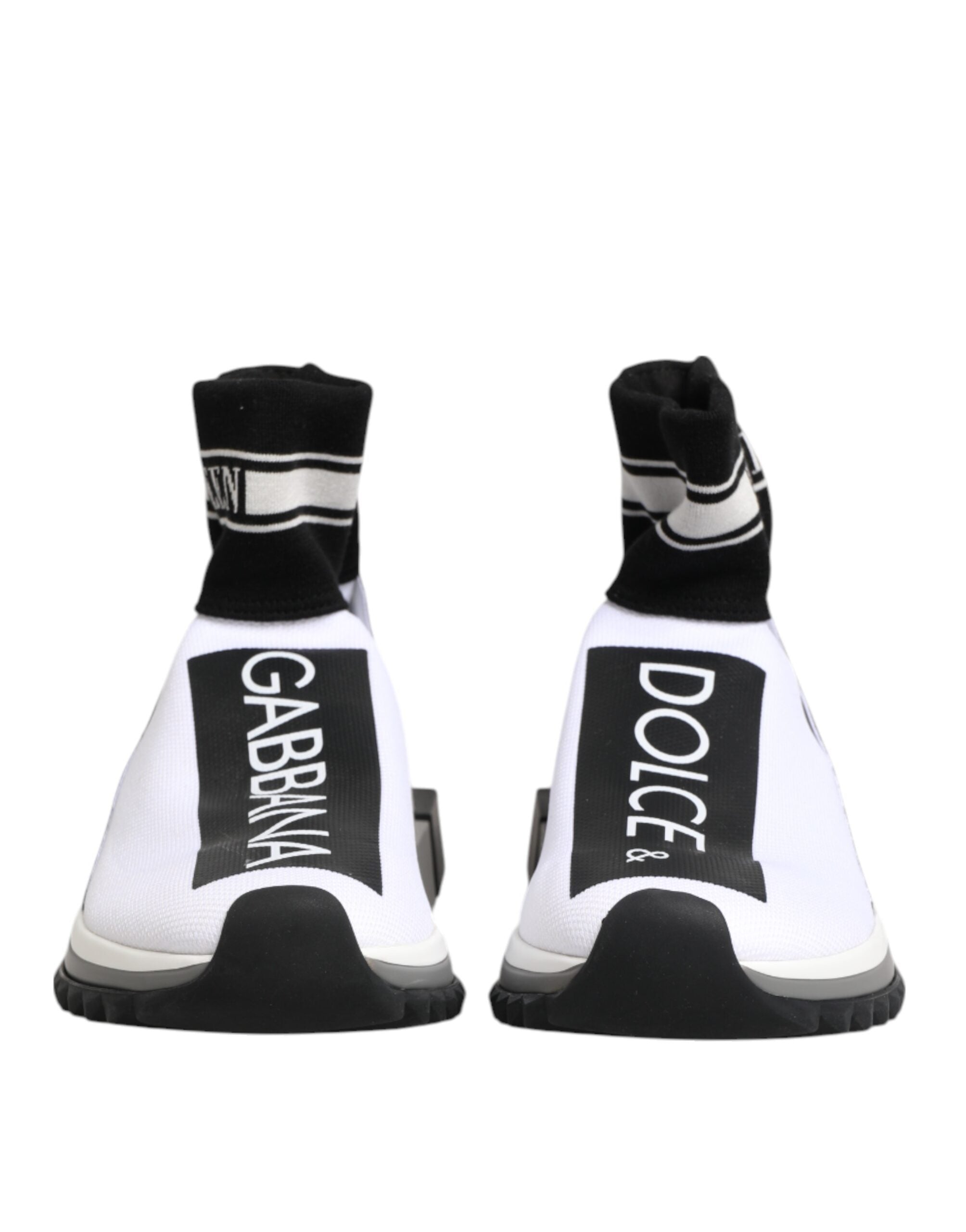 Dolce & Gabbana Λευκά Μαύρα Sorrento Socks Sneakers Παπούτσια
