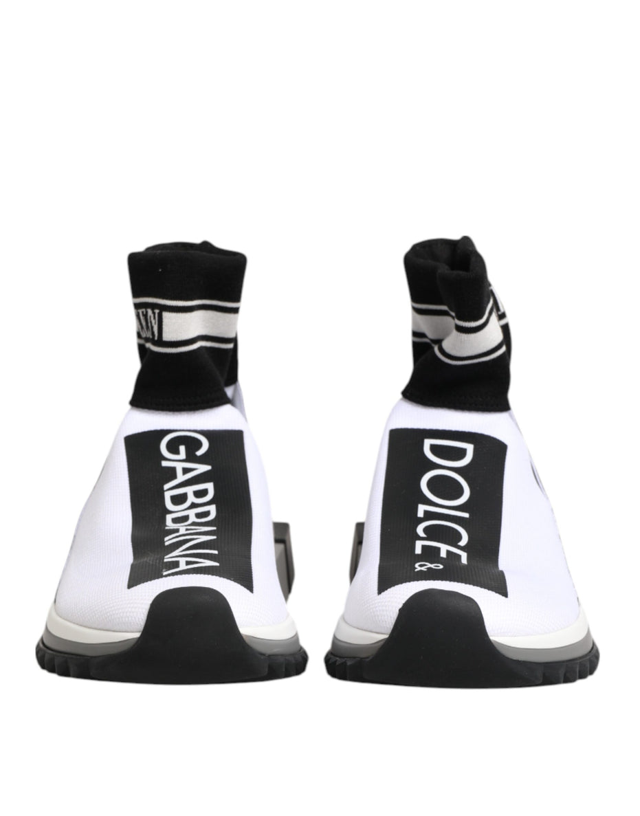 Dolce & Gabbana Λευκά Μαύρα Sorrento Socks Sneakers Παπούτσια