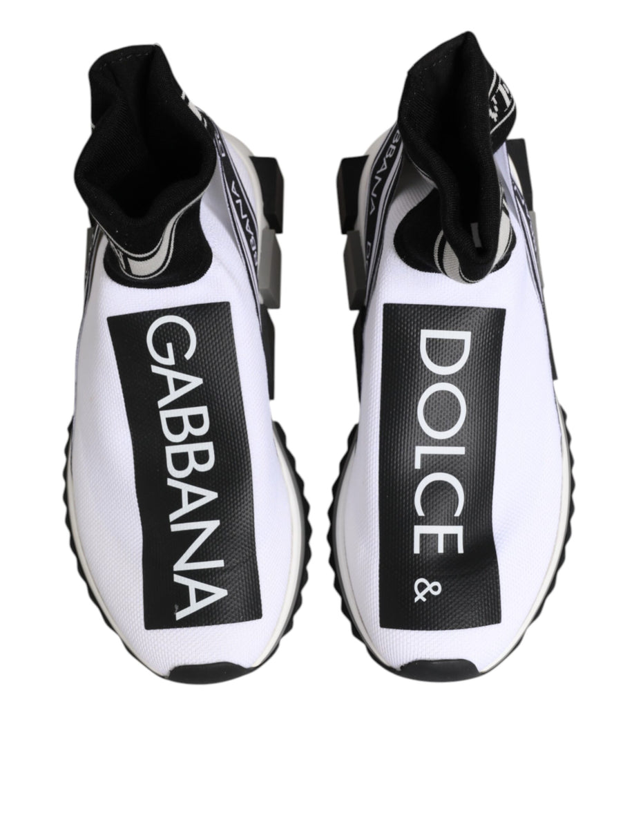 Dolce & Gabbana Λευκά Μαύρα Sorrento Socks Sneakers Παπούτσια