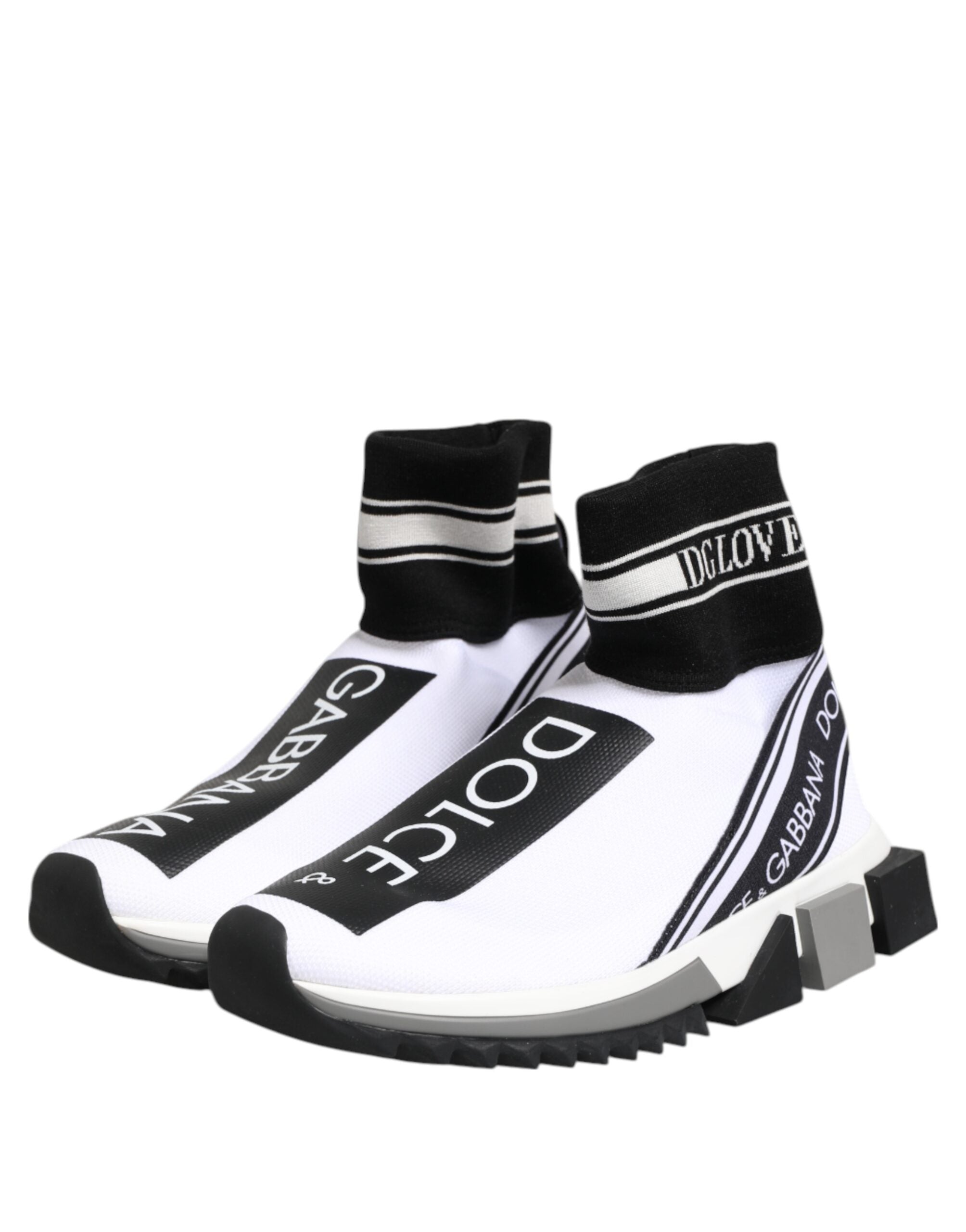 Dolce & Gabbana Λευκά Μαύρα Sorrento Socks Sneakers Παπούτσια