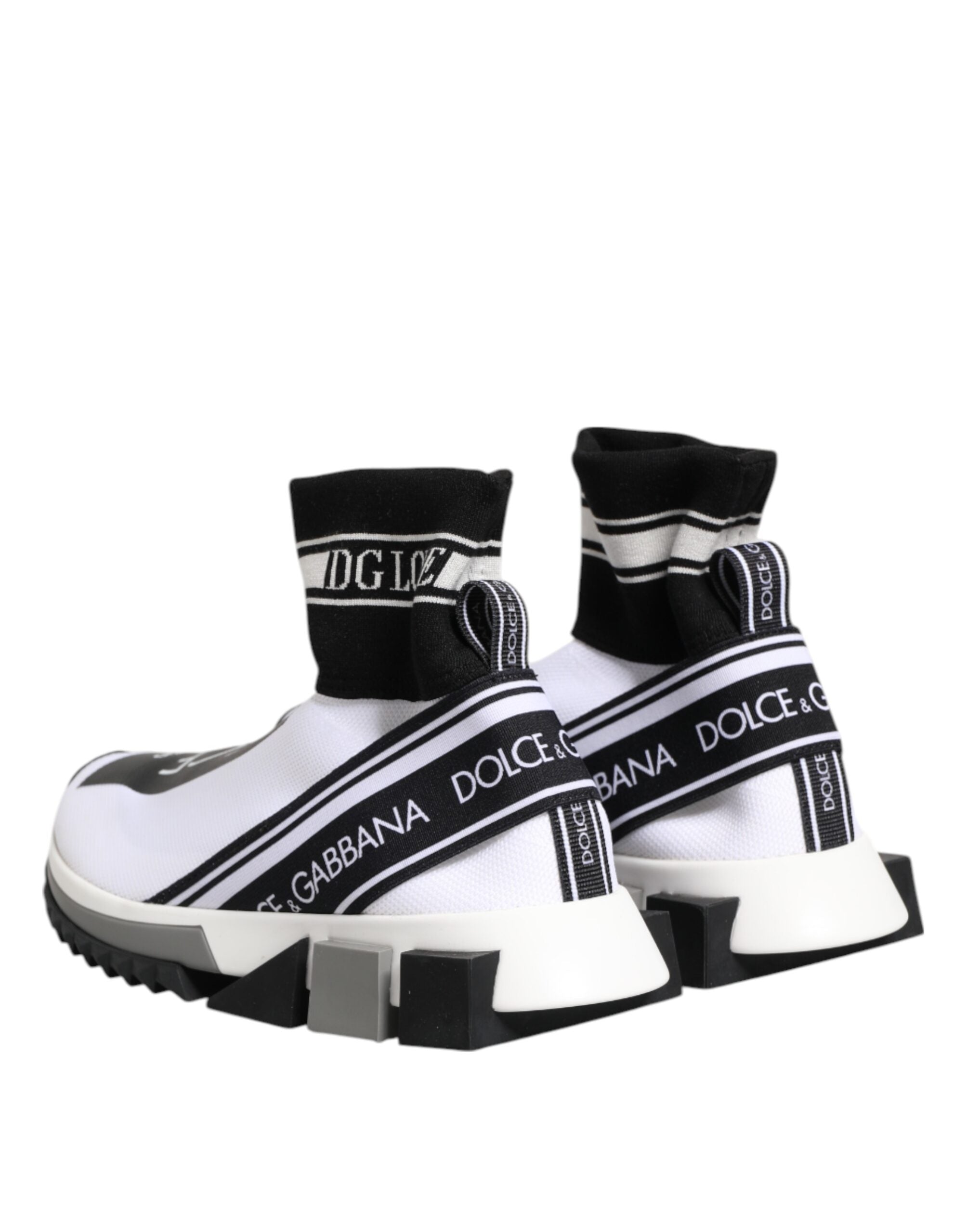 Dolce & Gabbana Λευκά Μαύρα Sorrento Socks Sneakers Παπούτσια