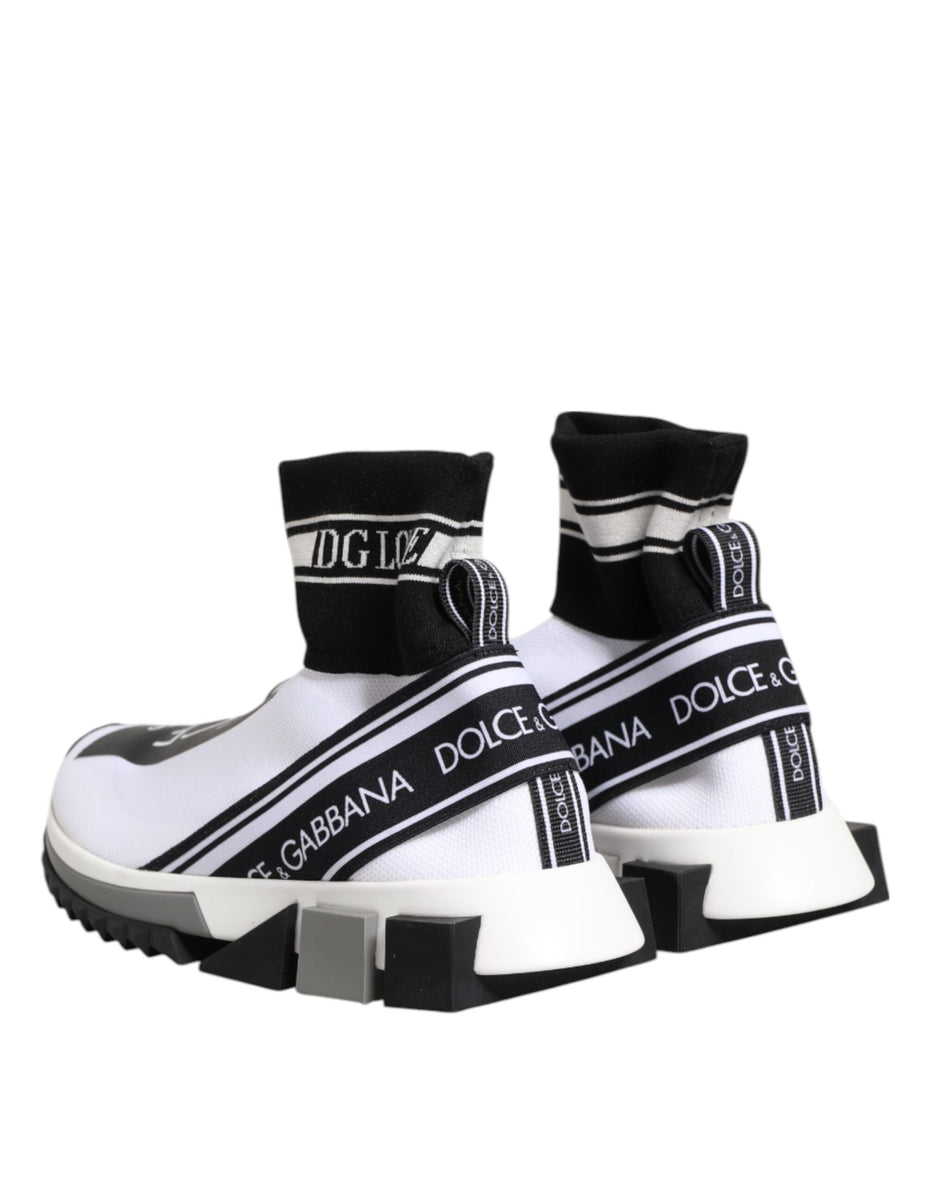 Dolce & Gabbana Λευκά Μαύρα Sorrento Socks Sneakers Παπούτσια