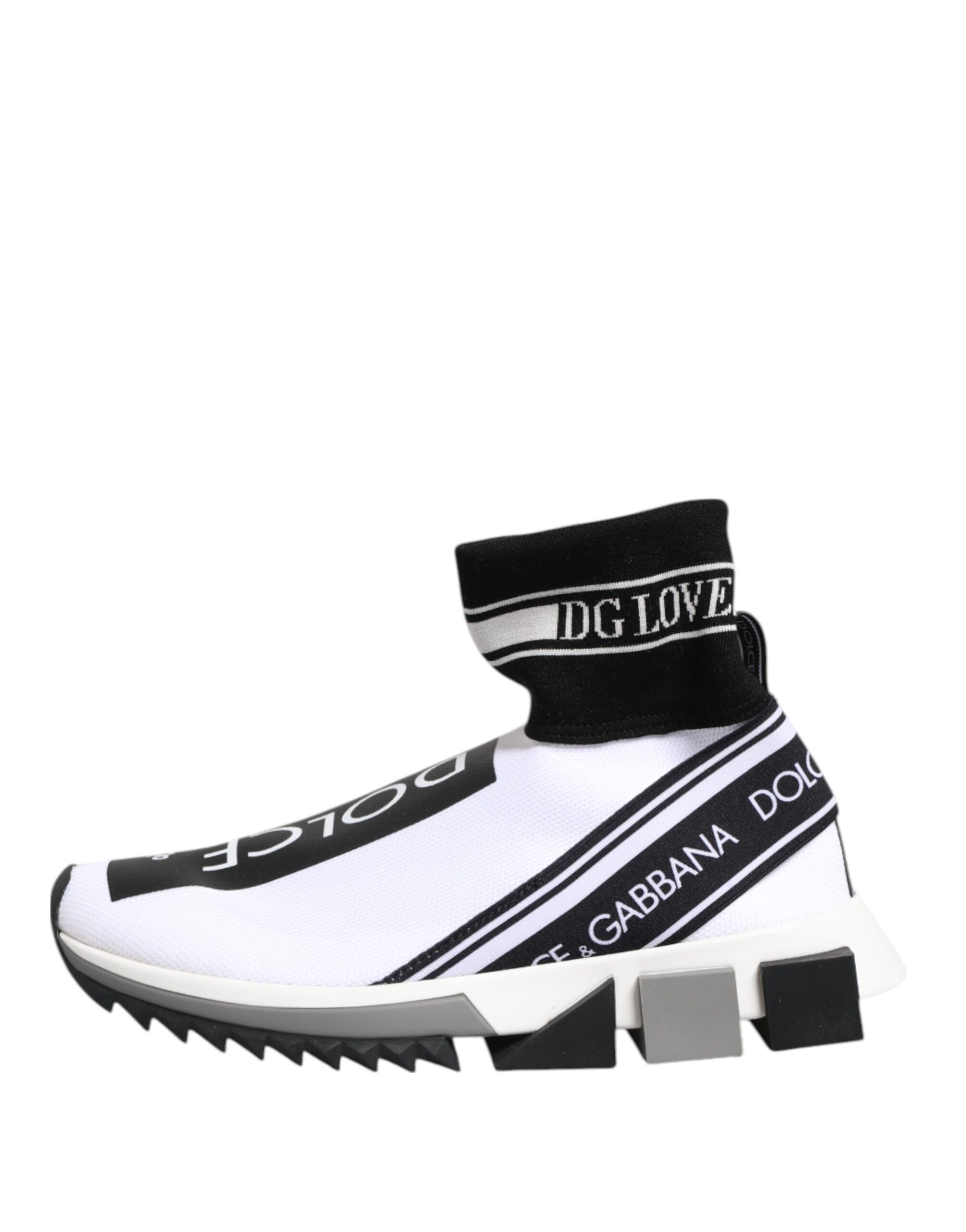 Dolce & Gabbana Λευκά Μαύρα Sorrento Socks Sneakers Παπούτσια