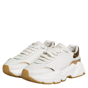 Dolce & Gabbana White Gold DAYMASTER Leather Sneakers Shoes