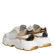 Dolce & Gabbana White Gold DAYMASTER Leather Sneakers Shoes