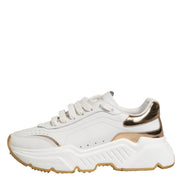 Dolce & Gabbana White Gold DAYMASTER Leather Sneakers Shoes