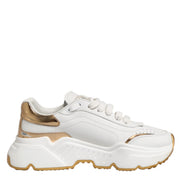 Dolce & Gabbana White Gold DAYMASTER Leather Sneakers Shoes