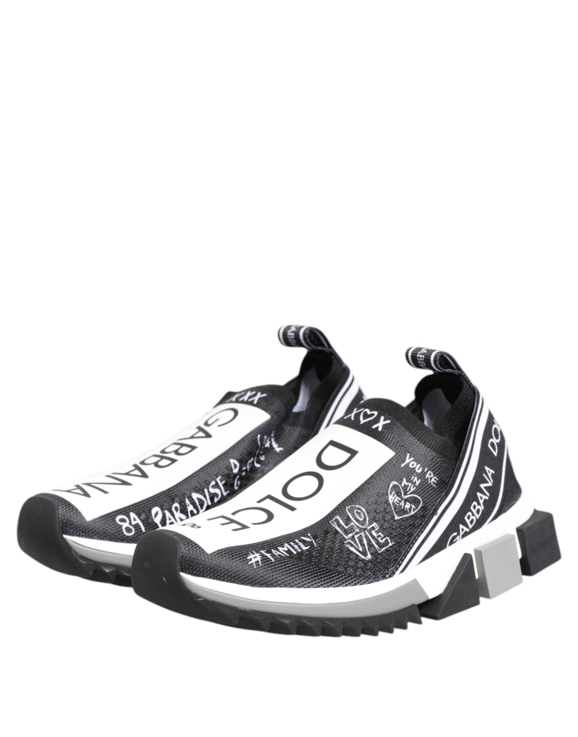 Dolce & Gabbana Black White Sorrento Low Top Sneakers Shoes