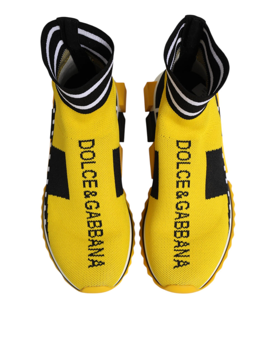 Dolce & Gabbana Κίτρινα Μαύρα Παπούτσια Sneakers Sorrento Socks